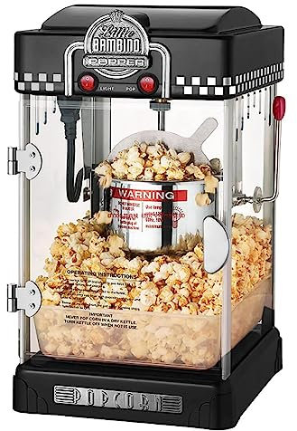 XNZJHPP Popcorn Maker, Hot Air Popper Machine, Home Made Popcorn Machine, 1-Click Operations, Healthy and Fat-Free, for Home, Cinema (Black)