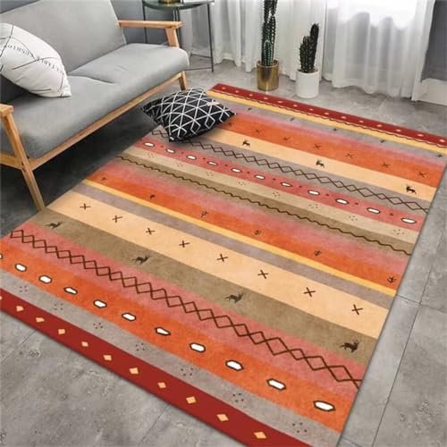 RUGMRZ Teppich KurzflorTeppiche Für Wohnzimmer Schallschutz 200x300CM Spiele orange FarbeEthnischer waschbarer mit geometrischem Muster