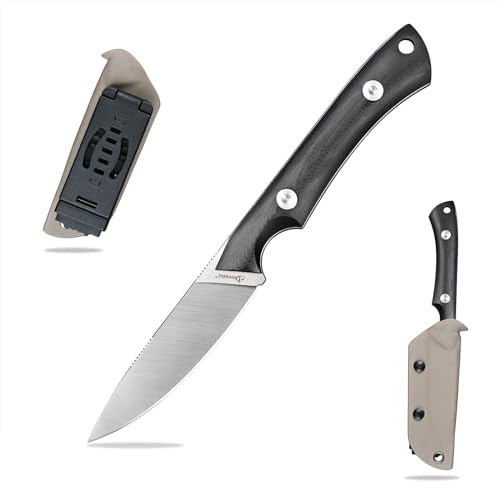 SDOKEDC DC53 Stahl messer Feststehende Klinge mit Kydex Scheide Jagdmesser für Männer EDC Outdoor Camping Survival (Weiß Schwarz)