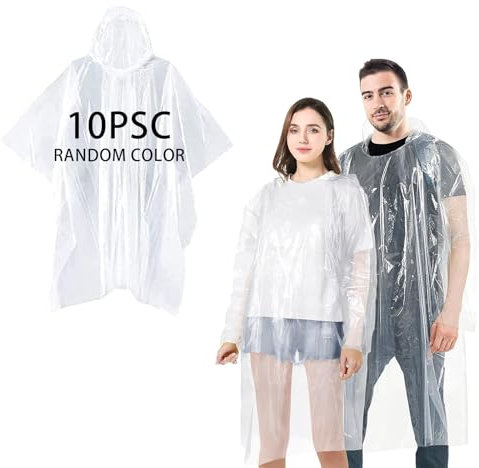 CZNBZIU Ponchos Imperméables Jetables, Lot De, Cirés Avec Capuche, Contre La Pluie, Randonnée, Unisexe, Transparents