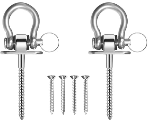 KUHAWL Schwerlast 180° Schaukelhaken, 2 Schaukelhaken 500kg Capacity 304 Edelstahl Schaukelhaken für Holzbalken, Deckenhaken Schaukel Boxsack für Hängematten Yoga Boxsäcke Porch Swing Sets (500KG)