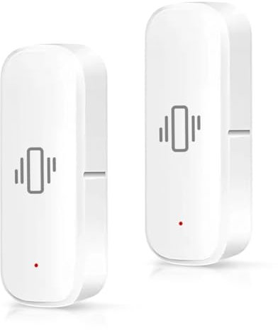WiFi Vibration Sensor, 2PCS Wireless Glass Break Detector Mini Window Alarms for Security Real-Time Remote Monitoring Door Window Alarm for Home Security