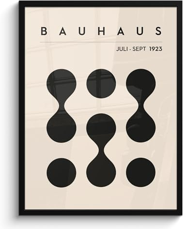 MuchoWow© Wandbilder mit Rahmen Wanddeko Bilder Wohnzimmer Moderne - Modern | 60x80 cm - Zimmerdeko Geschenk Bilderrahmen Bauhaus - Abstrakte Kunst - Schwarz