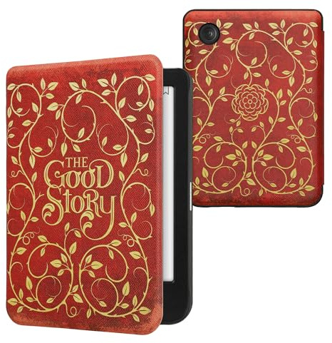 kwmobile eReader-fodral kompatibelt med Kobo Clara BW/Colour Cover - eBook Reader Flip Case - Gul/Orange/Röd - Once Upon a Time