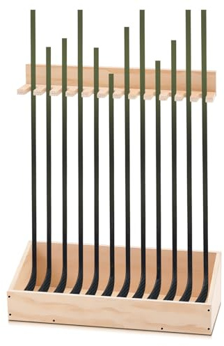 Leinuosen Hockey Stick Holder Wall Mounted and Vertical 2 in 1 Wooden Ice Hockey Rack Organizer Storage and Display Large Capacity Organizer Holds up to Sticks for Player Gifts