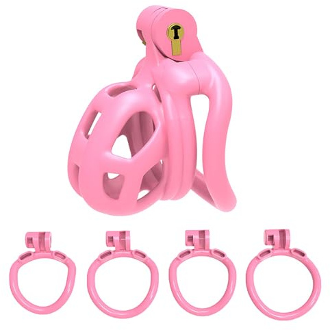 Sissy Chastity Cage Uomo Pink Cintura Di Castità Maschile Cock Cage Erotitici Sexy Per Coppie (Bend Ring,Ultra-Micro)