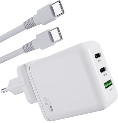 Chargeur Ordinateur USB C 67W pour Google Pixel 10/9/9a/9 Pro XL Fold, 8/Pro/8a/7/7a/6/6a, iPhone 17 Air/16/15, MacBook, Samsung S25 S24 Ultra, DJI Avata, Neo, Mini 4K/4 Pro Adaptateur Type C
