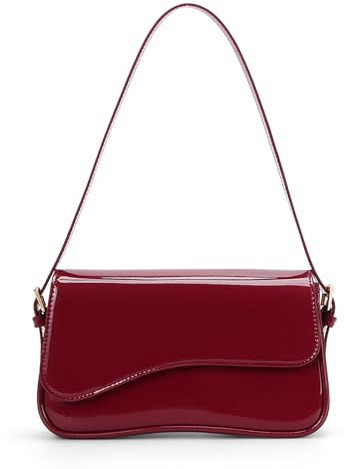 ACUYE Borsa a spalla Y2K color bordeaux per donna, borsa a mano rosso scuro, borsa a tracolla in pelle con cinghia regolabile, 25cm