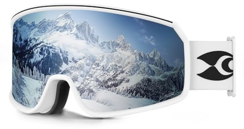 suoso Skibrille Herren Damen，Snowboard Brille für Brillenträger ，OTG 100% UV-Schutz Kompatibler Helm Anti-Fog Skibrillen Motorradbrille für Outdoor Aktivitäten Radfahren-Weiß