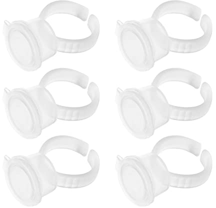 OEBUAFI Récipient à Encre, Gobelets à Anneaux, Support Pratique avec Couvercle pour Extension de Cils, Kit de Sourcils, Plastique Transparent, 100 Pièces