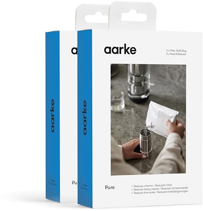 Aarke Lot de 6 recharges Pure Filter – Réduit le chlore, les métaux lourds et le calcaire – Filtre jusqu'à 120 litres d'eau par sachet