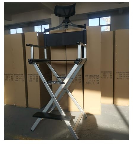 OPIGJUFD Vikbar regissörsstol, hopfällbar regissörsstol, resestol, utomhusmakeup, aluminiumlegering, liten storlek(Silver-pilow)