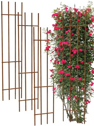 Kapaga - Set 3X Rankgitter 150 cm Rost - Rankhilfe Garten - Staudenhalter | Blumenhalter - Rankengewächs Pflanzenstütze - Blumenstütze - Staudenstütze - Rankhilfe Strauchhalter