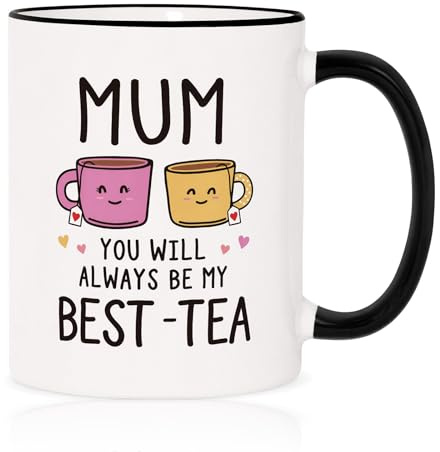 Best-Tea Mum Mug, Personalised Mother’s Day Mug, 350ml Mums Birthday Gift Mugs, Cute Ceramic Tea Coffee Cup, Present for Christmas Valentines Birthday Mothers Day