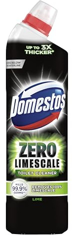 Domestos Zero Limescale Lime Toilet Cleaner eliminates 99.9% of germs* limescale remover 750 ml