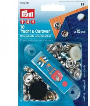 Prym 390211 Druckknöpfe zum Anschrauben - Yacht/Caravan - 10 Stück - Silber