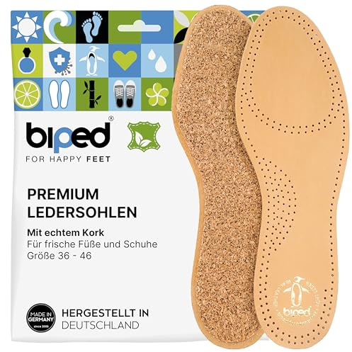 biped solette in pelle per scarpe – plantari con fondo in vero sughero naturale – solette traspiranti anti-sudore in pelle conciata al vegetale per uomo e donna z2229(42)