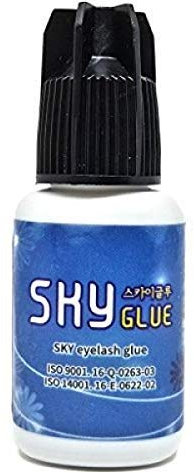 SKY S + Superkleber - Wimpernverlängerungskleber, flüssiger Klebstoff, vorbehandelt, schnell haftend, schnell trocknend, Wimpernverlängerungs-Anwendungsformel - 5ml