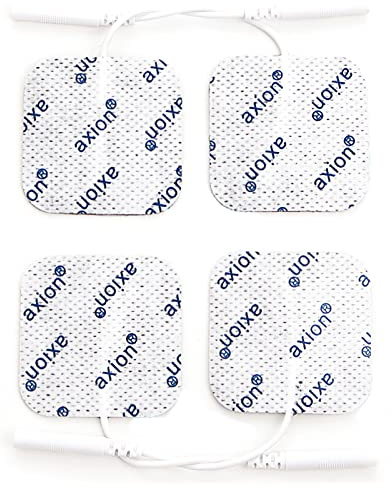 4 TENS EMS Elektroden-Pads 4x4 cm | Klebe-Elektroden für TENS-Geräte & EMS-Muskelstimulatoren | Sehr gute Haft - und Leitfähigkeit | Zertifiziertes Medizinprodukt - axion
