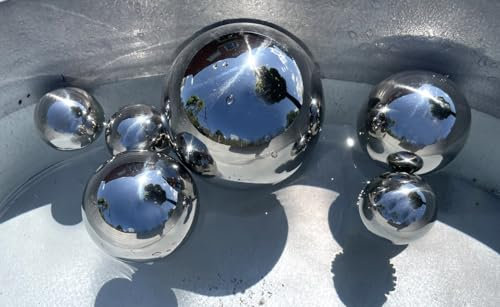 LB H&F 6er Set Dekokugel Schwimmkugeln Gartenkugel Silber rostfrei Edelstahl für Miniteich/Gartenteich Teichkugeln