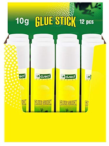 D.RECT 12 pezzi Colla stick | 12x10g | Colla Adesiva da ufficio