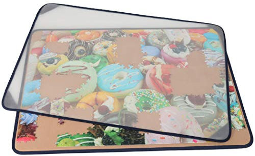 Tektalk Puzzle Board, tragbare Puzzlematte mit staubdichter Abdeckung zur Aufbewahrung von Puzzles, rutschfeste Oberfläche (Khaki, für bis zu 1500 Teile)