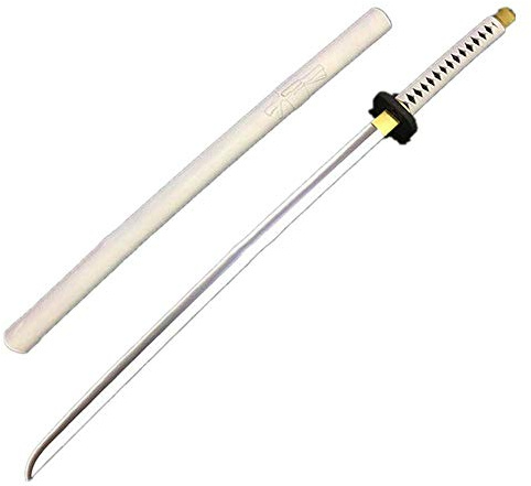damdos Espada de Halloween para arma katana para cosplay, espada Roronoa Zoro, espadas samuráis de goma sintética, regalos de cumpleaños (blanco)