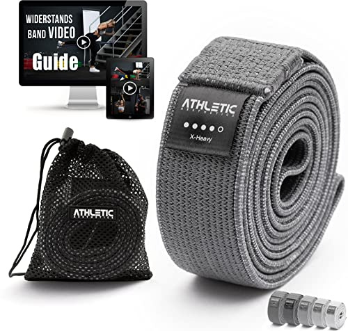 ATHLETIC AESTHETICS Premium Resistance Bands/Widerstandsbänder mit Stoff [ Als Fitnessband und Fitnessbänder Set + Tasche und Videokurs] Fitness Band z.B. als Klimmzughilfe für Damen & Herren
