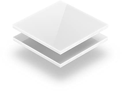 Acrylglasplatte Weiß 8 mm - Rechteck in Abmessungen von 10x10 cm bis 102x230 cm. UV-beständig, hochwertiges PMMA, Schutzfolie an beiden Seiten, ohne scharfe Kanten.