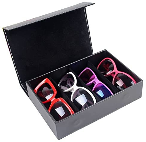 Brillenbox Brillenaufbewahrung Brillenpräsentation Travel Tragbarer 4 Slots Sonnenbrille Storage Box Organizer Brillen Vitrine stehen Vitrine Brillen Trayhalter Haushalt Dekoration Aufbewahrungsbox
