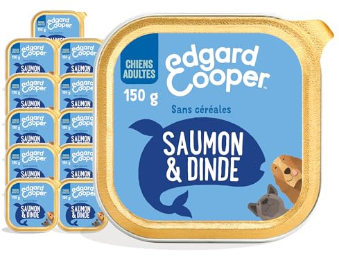 Edgard & Cooper Pâté Pour Chien, (Salmon & Dinde, 150g x 11), Viande et poisson frais et protéines de qualité, Vrais ingrédients pour chiens, Hypoallergénique, Sans sucres ajoutés