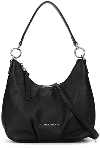 David Jones - Sac à Main Bandoulière Porté Epaule Femme - Sac Banane Simili Cuir PU Porté Croisé Travers - Besace Anse Poignée - Sacoche Souple Ville Mode Tendance Elegant - Noir