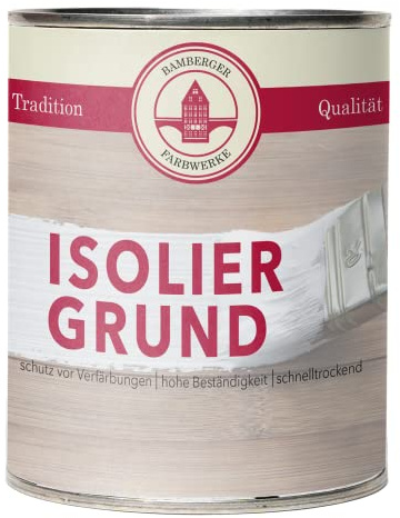 Bamberger Farbwerke Isoliergrund Sperrgrund für Holz 2,5L (Weiss) | Grundierung und Sperrgrund gegen durchschlagende Holzinhaltsstoffe wie Harz, Äste und Gerbsäure – vor dem Lackieren