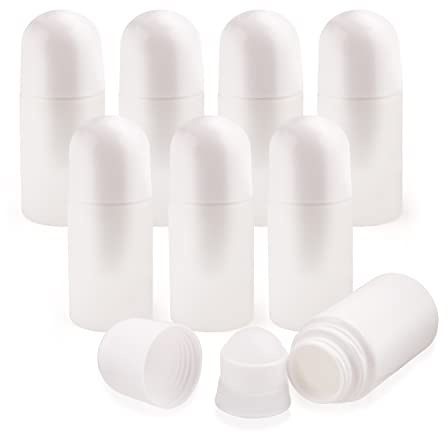 8 Packs Roll On Deodorant Bottles 1.7oz/50ml Empty Deodorant Containers Plastic Rollerball Bottles Refillable Roller Container For Homemade Natural Deodorant