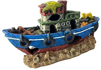 Mipcase Decorative Aquarium Shipwreck Ornament Aus Resin Für Aquarien Realistisches Schiffswrack- Für Fischbecken Sicher Und Für Kleine Und Mittelgroße Aquarien
