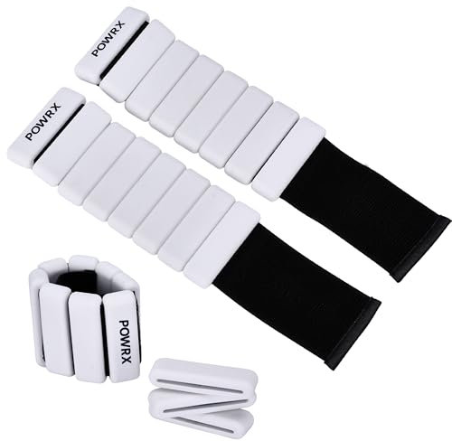PowrX Handgelenkgewichte für Männer, hochwertiges Silikon, Edelstahlteile, bequem, leicht zu reinigen, schweiß- und geruchsfest, für Fitness, Training, Reisen - Weiß