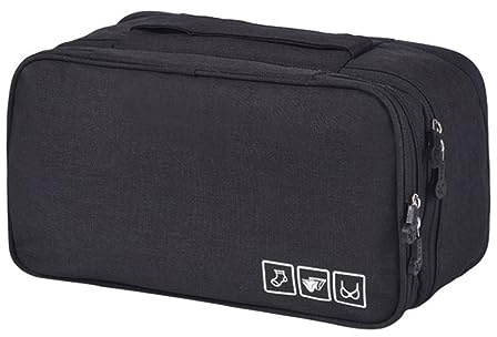 Organizer per Biancheria Intima da viaggio,Borsa organizer per reggiseno da viaggio,Usato per Scatola a Scomparti per Biancheria Intima, Reggiseni,calzini,Fazzoletti e Cravatte (Nero)