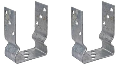 2x U-Pfostenträger verzinkt zum Aufschrauben mit Sicke 101x150x60x4 mm