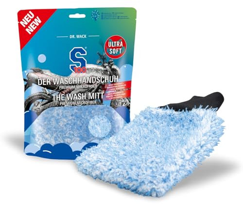 Dr. Wack - S100 Waschhandschuh Motorrad - Premium Mikrofaser - Ultra-Soft & extrem saugstark - beidseitig Hochflor für kratzfreie Reinigung - langlebig & umweltfreundlich - Hochwertige Motorradpflege