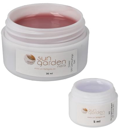 Sun Garden Nails UV Cover Gel 30 ml & Versiegelungsgel 5 ml – Aufbaugel Camouflage für Naturnagelverstärkung & Modellage – Selbstnivellierend, UV/LED Härtend, für Studio & Zuhause