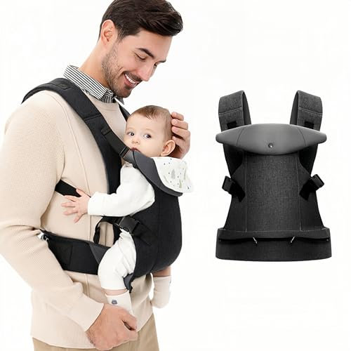 IULONEE Porte-bébé pour Nouveau-né Ergonomie Baby Carrier Porteur avec Bibs Amovibles Porte Bébé Avant et Arrière pour les Tout-petits de 3-36 Mois (3-15kg) Noir