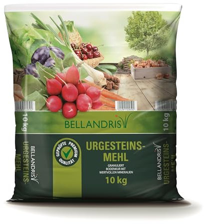Bellandris Urgesteinsmehl 10kg - Ideal zur Bodenverbesserung für kräftiges Pflanzenwachstum. Verwenden Sie dieses Produkt organisch während der Wachstumsphasen Ihrer Pflanzen.