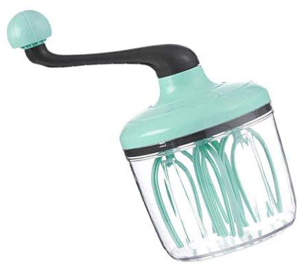LALADEFIEE Fouet à Œufs Manuel Rotatif Léger, Fouet Mousseur en Plastique Vert Clair, Accessoire Cuisine Pratique pour Pâtisserie Maison, Battage Rapide et Mélange,