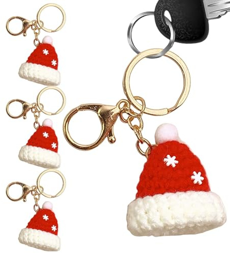 Crochet Keychain Christmas - Crochet Keychain Knitting Christmas Keychain, Cute Christmas Ornaments Wool Cute Bag Pendants for Keyring & Bag