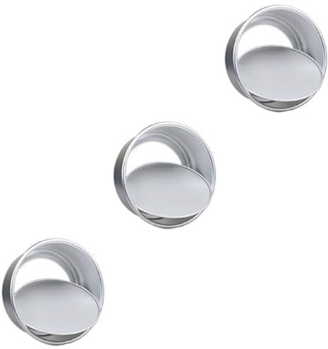 Cabilock 3 Piezas Molde de torta bandejitas de aluminio moldes de tarta individuales mini cajas de pastel de pan molde de pastel de aleación de aluminio molde para pastel redondo Silver
