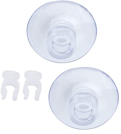 Phefop Aquarium-Schlauchklemme, Hohe Temperaturbeständigkeit, Aquarium-Fester Saugnapf mit Clips, Kunststoff, 2 Saugnäpfe, 2 Clips, Geeignet für Transparentes Aquarium (Kann 6–8 mm