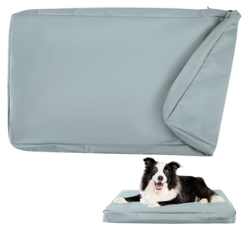 DUJUIKE 100% Wasserdichter Ersatzbezug für Hundebett, Ersatzbezug für Hundeunterlage, Waschbarer, Abnehmbarer Hundematratzenbezug, Hundematratzeneinlage mit Reißverschluss(Grau,S(76 x 51 x 10cm))