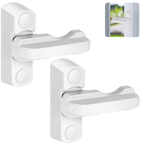Flintronic Window Locks, 2pcs Extra Security Locks, Anti-Theft Locks, Security Blocker, Suitable for PVC/UPVC Windows and Doors, for Indoor and Outdoor, for Home Security, White