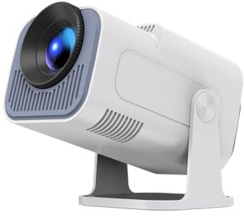 OKYUK Mini Beamer 4k,1080P Tragbar Outdoor Beamer, Projector 4k mit Projektionsleinwand, 180° drehbar Projektor mit Vielen Schnittstellen für Handy/Laptop (Weiß)