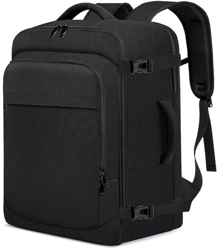 ENZOSUM Handgepäck 55x40x20 Handgepäck Rucksack 55x40x20 für Flugzeug 44L Groß Reiserucksack 17-Zoll-Laptop Rucksack für Herren Damen,Schwarz